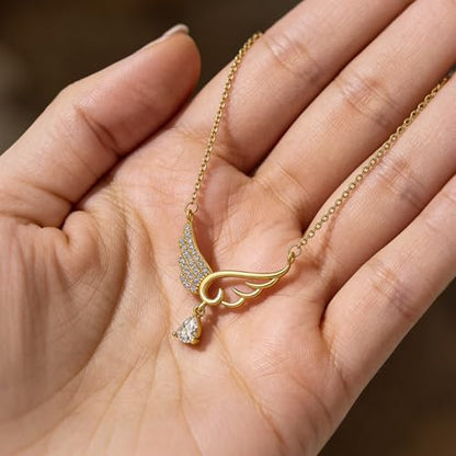 Bow Heart Pendent Pendant Necklace for Women White Crystal Necklace Dainty Silver Plated Necklace Bow Jewelry with Zirconia, Heart Choker Necklaces for Her Gifts - style: Shuidi wings 2