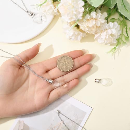 3Pcs Vial Necklace Heart Perfume Bottle Pendant Glass Ashes Holder Cremation Urn Necklace Mini Stainless Steel Pendants Blood Container Memorial Jewelry for Women Men
