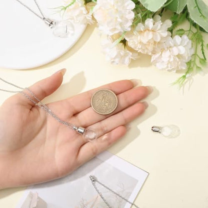 3Pcs Vial Necklace Heart Perfume Bottle Pendant Glass Ashes Holder Cremation Urn Necklace Mini Stainless Steel Pendants Blood Container Memorial Jewelry for Women Men