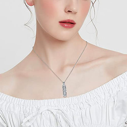 shajwo Cylinder Cremation Jewelry Tree of Life Urn Ashes Necklace for Women Men Vial Cremation Ash Pendant Loved One Memorial Jewelry - color: Silver