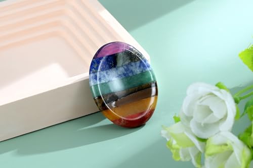 7 Chakra Worry Stone Healing Crystal–Anxiety Relief Items Gifts - color: 7chakra Oval Shaped