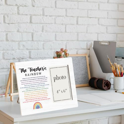 Teacher Appreciation Picture Frame, 4 x 6 in Photo, Thank You Teacher Gifts | Teacher Gifts for Teachers Day Christmas Retirement Graduation from Student, The Teacher's Rainbow Wooden Picture Frame - color: RAINBOW