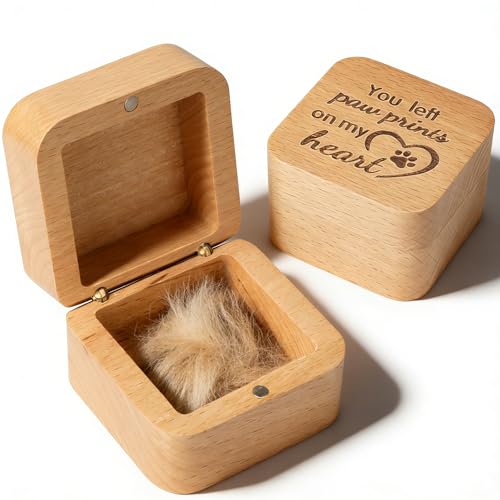 Pet Fur Keepsake Box, Square Wooden Memorial Box for Dog and Cat Hair - color: Square