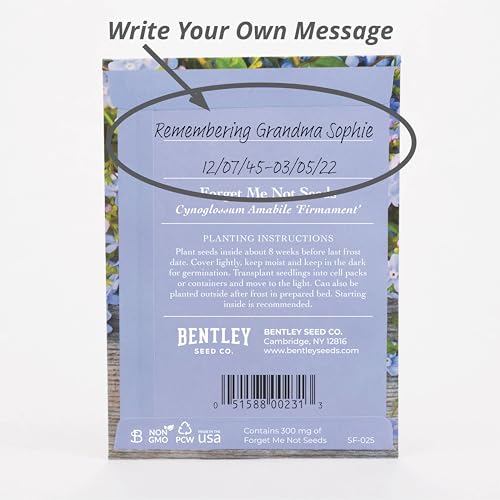 Bentley Seed Co. | Seeds of Remembrance | Pre Filled Non-GMO, Non-Coated Forget Me Not Seeds Packets | Perfect Memorial Service Giveaways and Celebration of Life Decorations | Pack of 25 - style: Seeds of Remembrance Forget-Me-Not Seeds