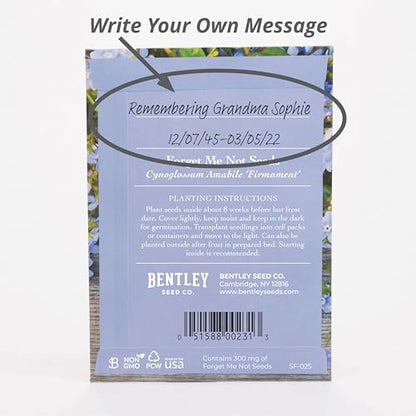 Bentley Seed Co. | Seeds of Remembrance | Pre Filled Non-GMO, Non-Coated Forget Me Not Seeds Packets | Perfect Memorial Service Giveaways and Celebration of Life Decorations | Pack of 25 - style: Seeds of Remembrance Forget-Me-Not Seeds