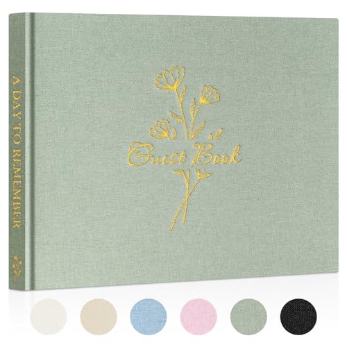 Lanpn Wedding Guest Book with 108 Blank Pages - Elegant Linen Hardcover Guestbook Wedding Reception for Sign in and Photos - Guest Book for Wedding Bridal Shower Baby Shower (Sage Green) - color: Sage Green