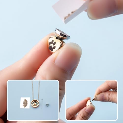Cremation Jewelry for Ashes Pendant Dog/Cat Funeral Keepsake Urn Necklace Paw Print Memorial Necklace Forever in My Heart,No Longer by My Side Pet - color: Rose Gold