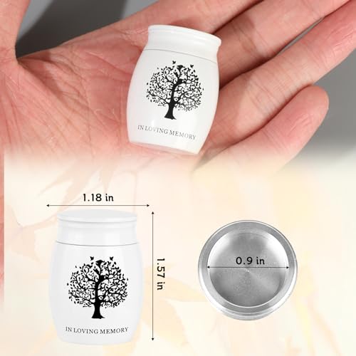 Mini Urns for Ashes Keepsake Set of 4, Small Cremation Urns for Human/Pet Ashes, Memorial Sharing Urns for Family & Loved Ones - White