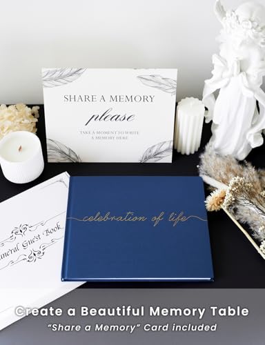 Funeral Guest Book for Celebration of Life, in Loving Memory Sign in Book - color: Navy