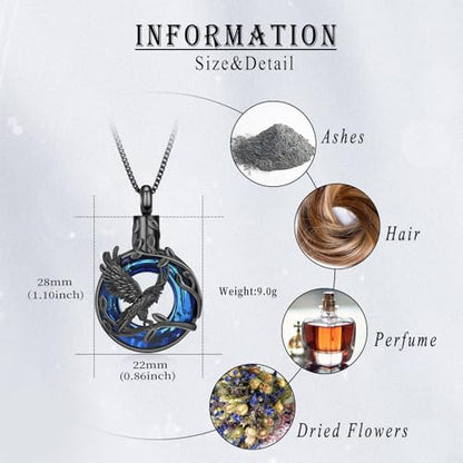 Tree of Life Urn Necklace for Ashes Eagle Ring Cremation Jewelry Eagle Keepsake Memorial Human Pets Ash Pendant Holder Gift for Women Men - color: customize