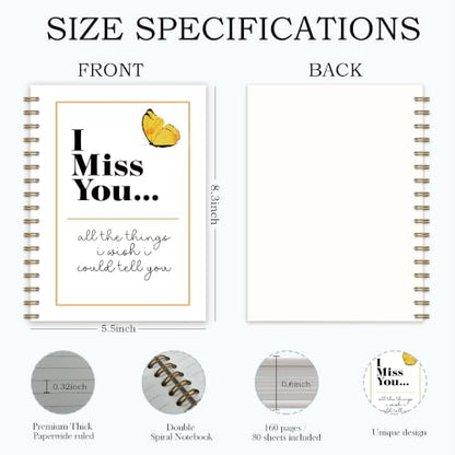 I Miss You Memorial Gifts Spiral Notebook Journal 5.5x8.3in | Sympathy Gifts for Loss of Loved One, All The Things I Wish I Could Tell You Notebook Journals for Grieving - color: I Miss