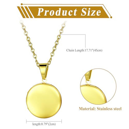OIDEA Locket Necklace for Women: Gold Photo Lockets that Hold Picture Stainless Steel Necklace with Picture Inside Birthday Mothers Day Jewelry Gifts for Womens - color: round - gold