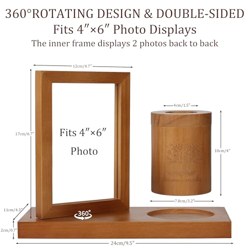 Photo Frame Small Urn for Human Ashes Memorial with Tree of Life Wooden Candle-holder urns Picture Frame Mini Cremation Urn for Loss of Loved One 4’’-6’’ Photo little Keepsake vertical photo urn