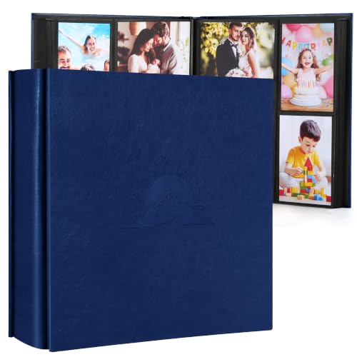DazSpirit 4x6 Photo Album, 1000 Pockets, Leather Cover with Slip-In Pages - color: Dark Blue, size: 1000 Pockets