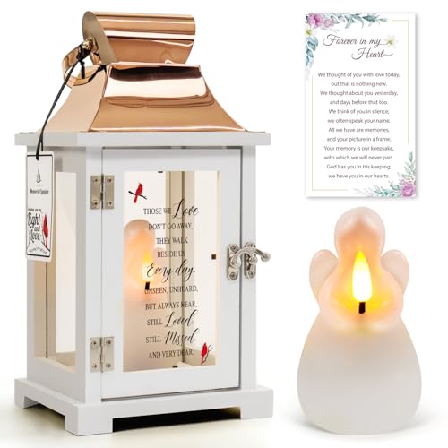 Memorial Lantern with Angel Candle Sympathy Bereavement Gift Idea for Loss of Loved One Memorial Gift for Loss of Mother Father Brother Sister Husband - color: Those We Love Don't Go Away