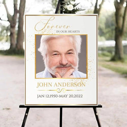 Celebration of Life Welcome Sign, Memorial Sign, Gold Funeral Welcome Sign, in Loving Memory Sign, Celebration of Life Funeral Sign, Celebration of Life Sign, Memorial Sign with Photo #d3 - color: Version #12