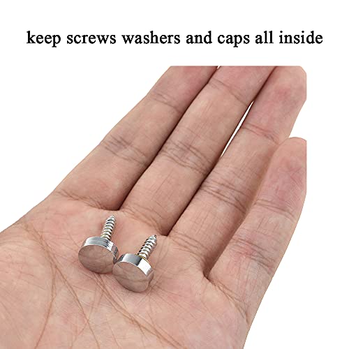 Hahiyo 12mm Diameter Mirror Screws Brushed Stainless Steel Solid Easy Install Brass Washer Decorative Caps Fasteners Nails Silver 20 Pairs for Bathroom Mirrors Panels Kitchen Ceiling Arts Crafts - size: 12mm-20sets-Silver