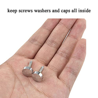 Hahiyo 12mm Diameter Mirror Screws Brushed Stainless Steel Solid Easy Install Brass Washer Decorative Caps Fasteners Nails Silver 20 Pairs for Bathroom Mirrors Panels Kitchen Ceiling Arts Crafts - size: 12mm-20sets-Silver