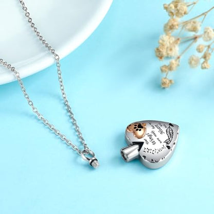 Waterproof Urn Necklace for Ashes-Heart Ash Holder Pendant -Never Fade-Never Fade, Rustproof Cremation Jewelry for Ashes for Women - style: Paw