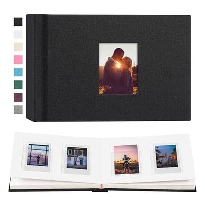 Instax Mini Photo Album with Writing Space, 56 Pockets, Black | Compatible with 2x3 inch & Polaroid Pictures, Recessed Clear Pockets, Wedding Guest Book and Family Memories - color: Black, size: 52 Pockets