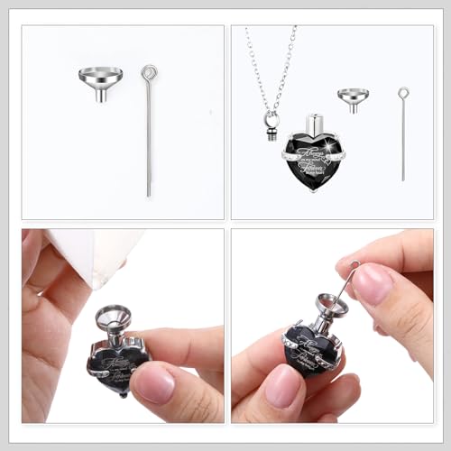 Shimeyao Set of 8 Small Urns for Human Ashes Cremation Urns Keepsake Ash Holders Family Tree Memorial Heart Locket Waterproof for Adults Women Men Loved Ones(Black) - color: Black
