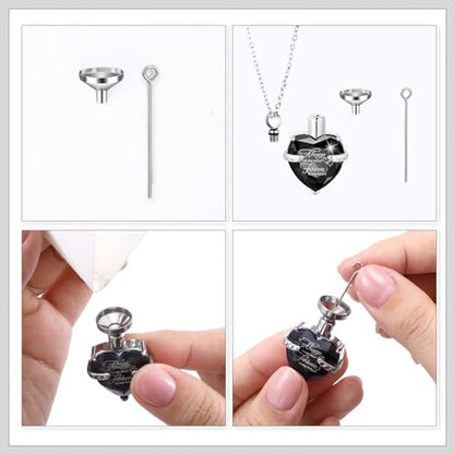 Shimeyao Set of 8 Small Urns for Human Ashes Cremation Urns Keepsake Ash Holders Family Tree Memorial Heart Locket Waterproof for Adults Women Men Loved Ones(Black) - color: Black