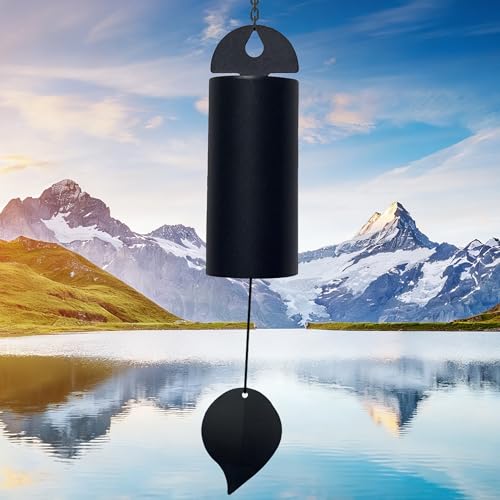 Wind Chimes for Outside Deep Tone, Large Metal Cylinder Memorial Wind Chimes Outdoor - Serenity Bell with Deep Resonance Outdoor Decor for Garden Patio Yard Porch - Black - size: Black