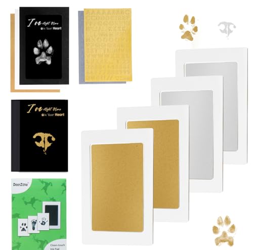 DeerZone Inkless Paw Print Kit,Dog Paw Print Kit,Dog Nose Print Kit - color: Gold/Silver, size: Small-Medium 4 Pack