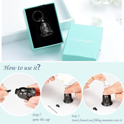zeqingjw Bell Cremation Keychain for Ashes Holder Cross Motorcycle Cremation Jewelry Urn Keychain Keepsake Ashes Jewelry - color: Customize-keychain