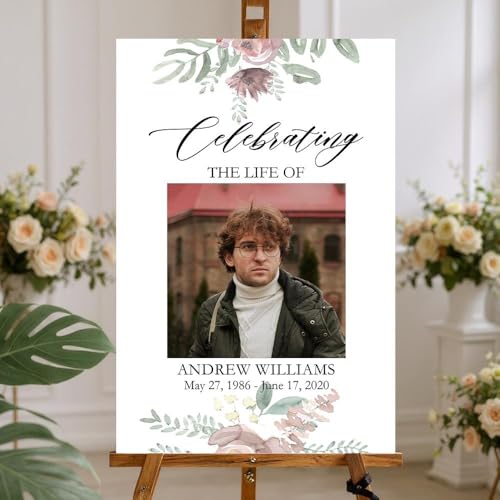 Custom Photo Funeral Tribute Sign – Memorial Entrance Welcome Yard Sign – Editable Text & Picture - color: Version 12