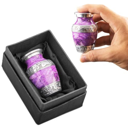 Marbled Metal Keepsake Urn for Human Ashes, Mini 6 Cu in, Purple - color: Purple, size: Small (Set of 1)