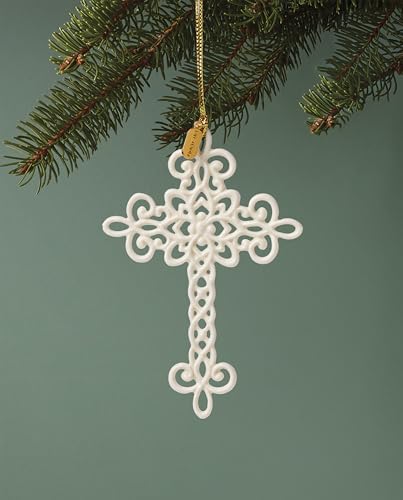 Lenox 2025 Snow Fantasies Cross Hanging Christmas Ornament - style: Cross
