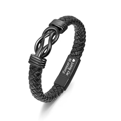 abooxiu Urn Bracelet for Ashes Leather Cremation Bracelet for Human Ashes Stainless Steel Ash Bracelets Memorial Cremation Jewelry Keepsake Bangle for Men - style: Black Knot-Forever in My Heart