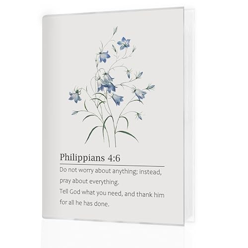 Blue Flower Christian Photo Album 4x6, Philippians 4:6 Bible Verse Small Memory Photo Album Book for 18 Pockets Hold 36 Pictures, Photobook for Family Wedding Anniversary Travel Vacation - color: Philippians 4 6