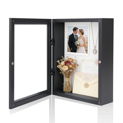 Muzilife 8x10 Shadow Box Wood Picture Frame, 2.16 Deep, Real Glass, Black - color: Black, size: 8x10
