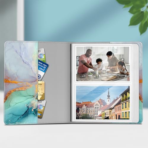 Fintie Photo Album 4x6 Photos - 112 Pockets Wallet Albums Memory Book | Vegan Leather Cover, 4X6 Picture Keepsakes, Family/Wedding/Travel Memory Book, Baby/Kids/Boys/Girls Gift, Emerald Marble - color: emerald marble