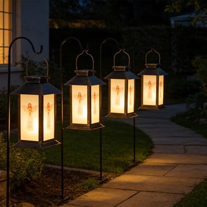 Outdoor Hanging Solar Lights Iron Angel Pattern Landscape Lights Waterproof Design Perfect for Porch, Garden, Courtyard, and Patio Decor Birthday Gifts for Women Mom and Grandma - style: Angel