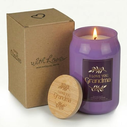 With Love Soy Wax Scented Candle: I Love You, Grandma | Scented Candle, Home Decor, Gifts for Friends, Pure Essential Oils, Up to 60 Hours Burn Time, Glass Jar w/ Bamboo Lid - style: I Love You, Grandma