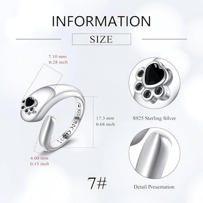 Urn Ring for Ashes Sterling Silver Urn Ring Keepsake Memorial Jewelry Gifts for Women - color: paw print-2
