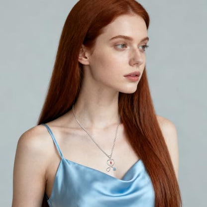 Angel Wings Necklace 925 Sterling Silver Guardian Angel Nurse RN Caduceus Pendant Charm Crystal Angel Jewelry Gifts for Women - style: H-Stethoscope-03-Mar.-Aquamarine