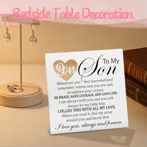 Stainless Steel Desk Plaque with Brave Quote, Courage & Brave Desk Decor for Son from Mom, Heartwarming Present for Son on Graduation, Sentimental Keepsake for Sonny from Mum, Hss15 - style: Sonny