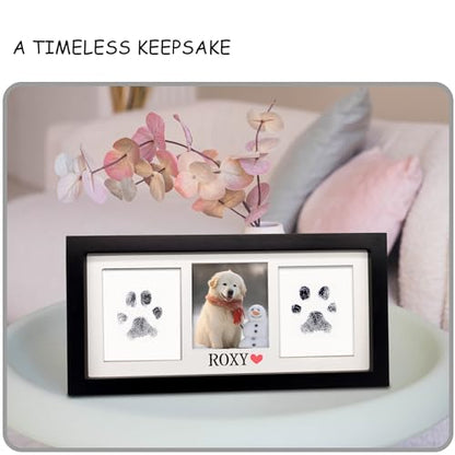 MYPAWLETS Paw Print Frame & Ink Pads Kit,Pawprint Kit for Dog/Cat,XL Black | 2 No Mess Ink Pads,Clean Touch,PawPrint Stamp Pad,Dog Nose Print,Quality Memorial Frame,Personalized Dog Mom Gifts - color: Large-Black