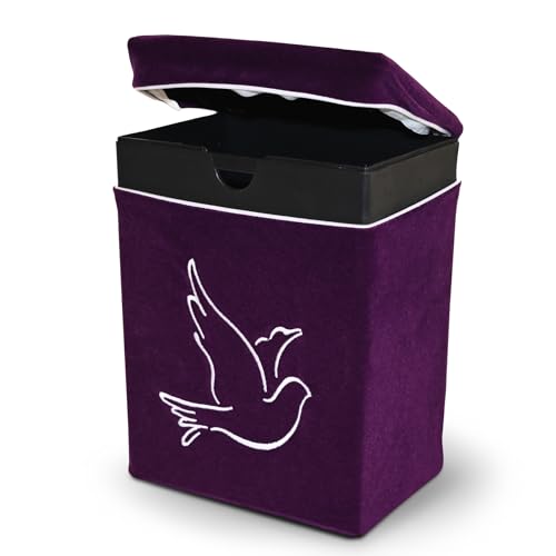 Velvet Urn Bag with TSA Approved Cremation Container | Holds Cremated Ashes of Human Adult | for Use in a Niche or Ground Burial | Fits the Crowne Burial Urn Vault (Purple with Dove) - color: Purple With Dove