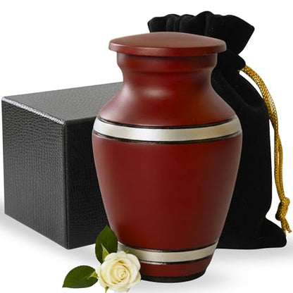 Crimson red Small Urns for Human Ashes Keepsake - Mini Cremation Urns for Adults, Women, Mom - Decorative Memorial Keepsake Urn - Tiny Ash Container for Loved Ones Remains