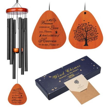 32" Sympathy Memorial Wind Chimes, Windchimes in Memory of A Loved One - color: Black 32 Raindrop