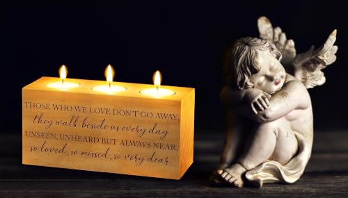 Sympathy Bereavement Gift for Loss of Loved One - Memorial Candle Holders - Handcrafted Wooden Keepsake with Poem - Condolence for Loss of Mother, Father (WE Love) - color: We Love