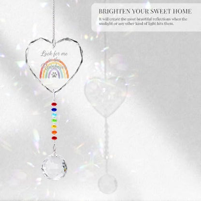 Hegelda Pet Memorial Gifts for Dogs Cats Crystal Suncatcher Ornaments - color: Dog Rainbow-ball