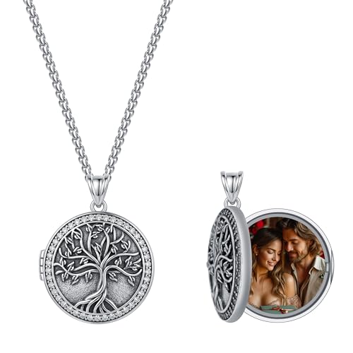 925 Sterling Silver Pictures Locket Necklace for Women Men - color: Black plated 4