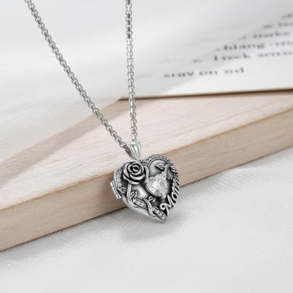 925 Sterling Silver Pictures Locket Necklace for Women Men - color: Black plated 7