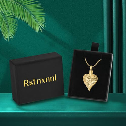 Love Heart Cremation Jewelry Urn Necklaces Butterfly Urn Necklaces for Ashes Memorial Keepsake Pendant for Women Men Gifts With Funnel Kit & Bag - color: Gold